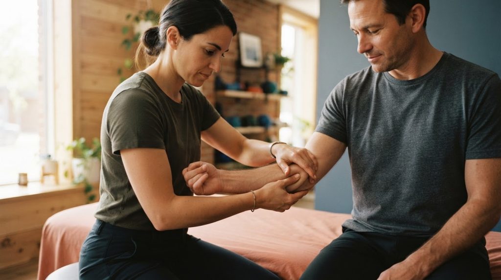 fisioterapia epicondilitis codo de tenista Alella